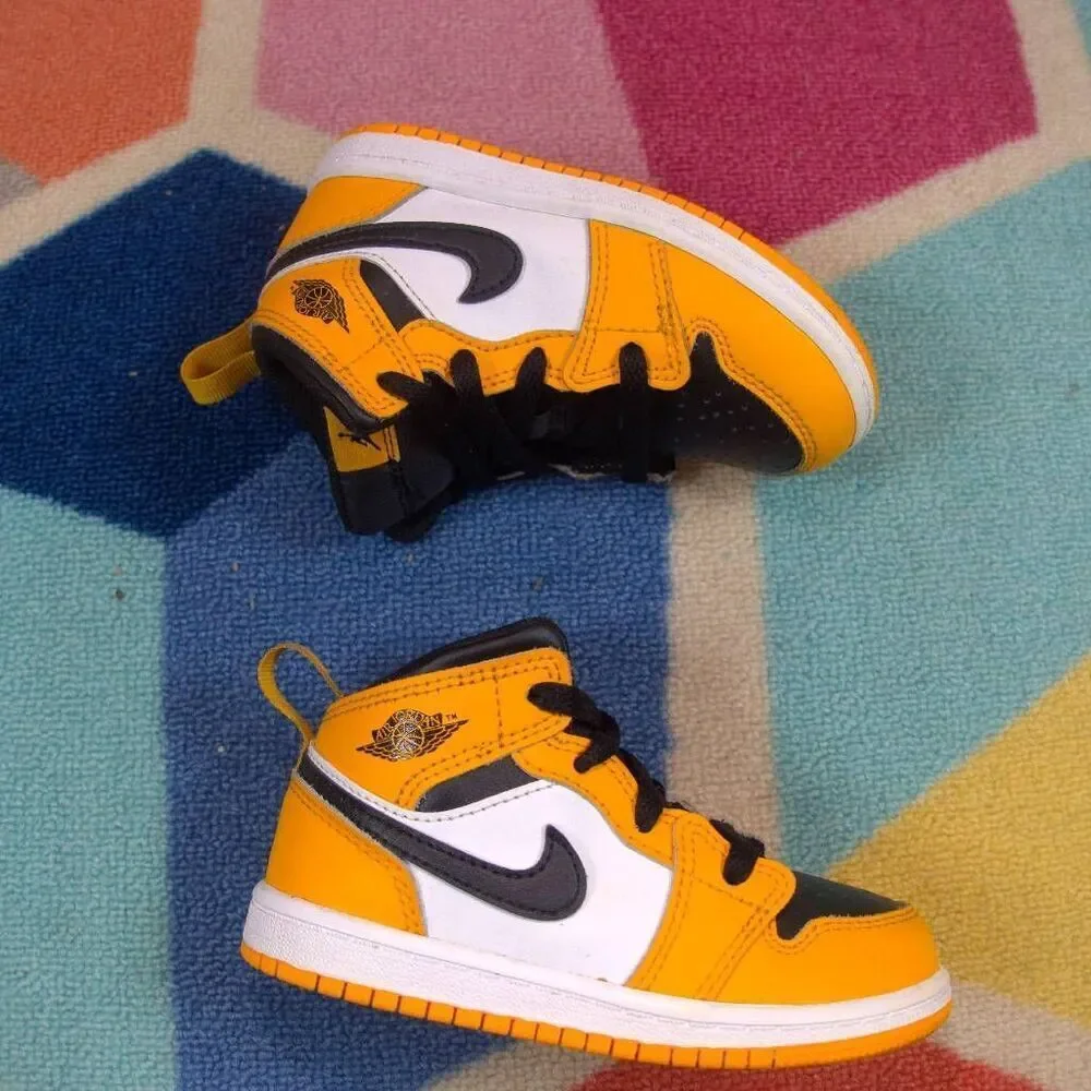 Air Jordan 1 Mid Toddler 'Reverse Yellow Toe'‎ - 640735 701 Size 8C